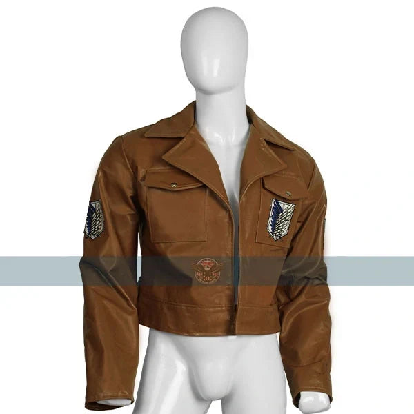 Mens Attack On Titan Cosplay Leather Jacket