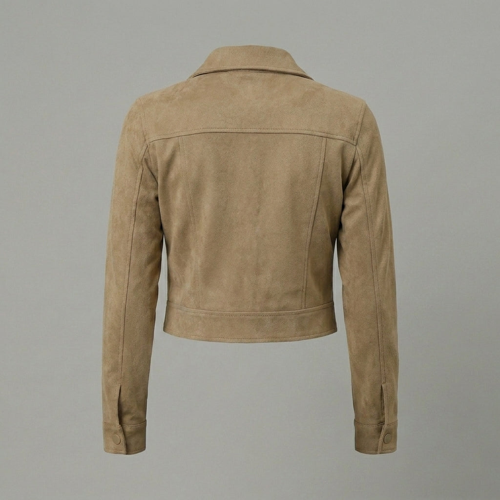 Women's Cropped Tan Suede Jacket
