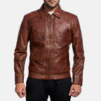 Inferno Brown Leather Jacket for men's