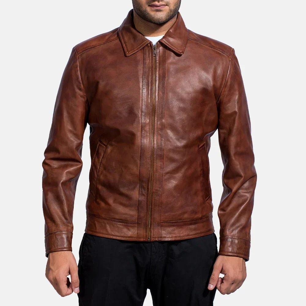 Inferno Brown Leather Jacket for men's