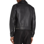 Black Zip Up Western Mens Leather Jacket
