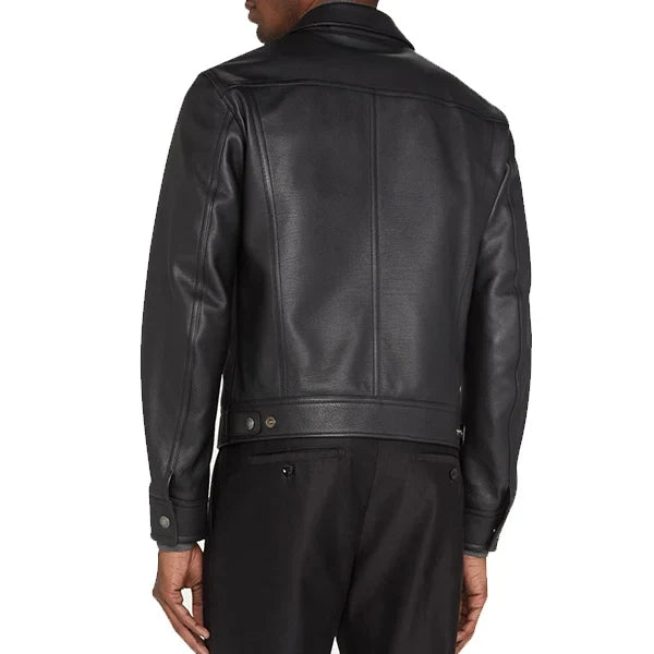 Black Zip Up Western Mens Leather Jacket