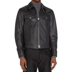 Black Zip Up Western Mens Leather Jacket