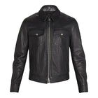 Black Zip Up Western Mens Leather Jacket