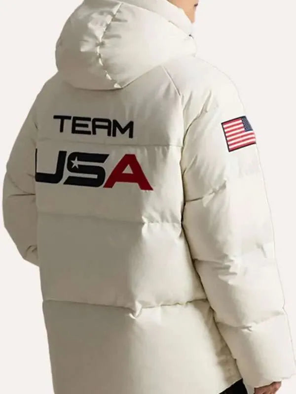 Olympics 2026 Team USA White Puffer Jacket