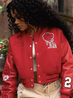 Teyana Taylor Jordan Red Cropped Varsity Jacket
