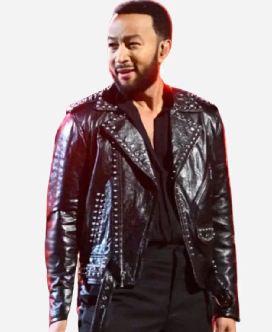 The Voice S25 john legend Finale Studded Leather Jacket