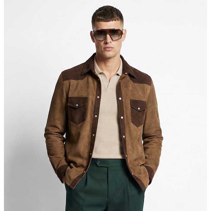 The Ranch Hand Two Tone Brown Suede Field Jacket for Men