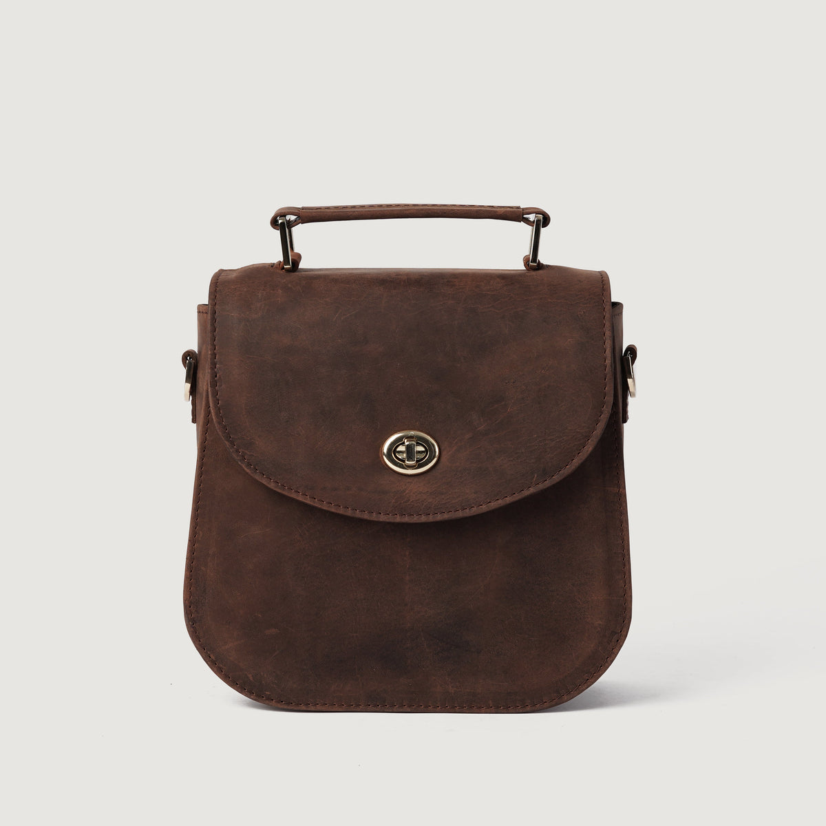 The Sandra Vintage Distressed Brown Leather Saddle Bag