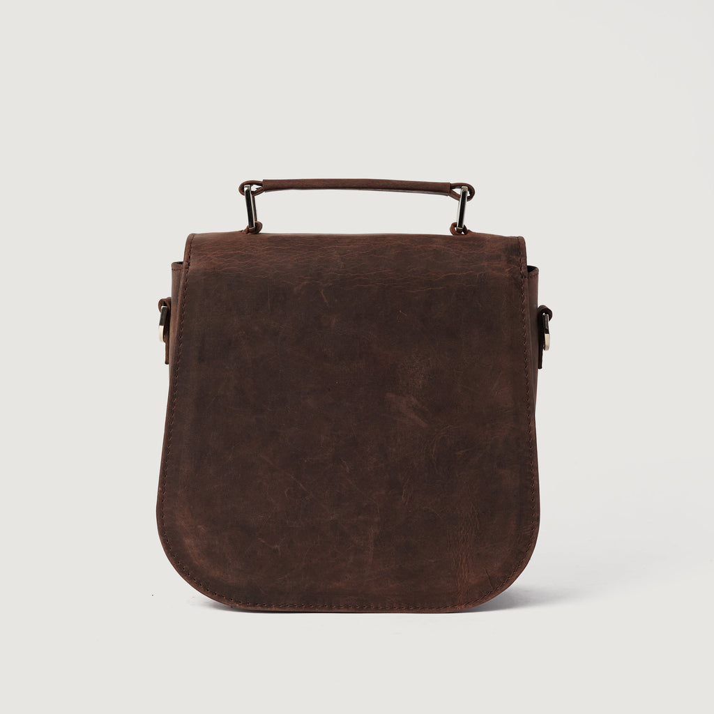 The Sandra Vintage Distressed Brown Leather Saddle Bag