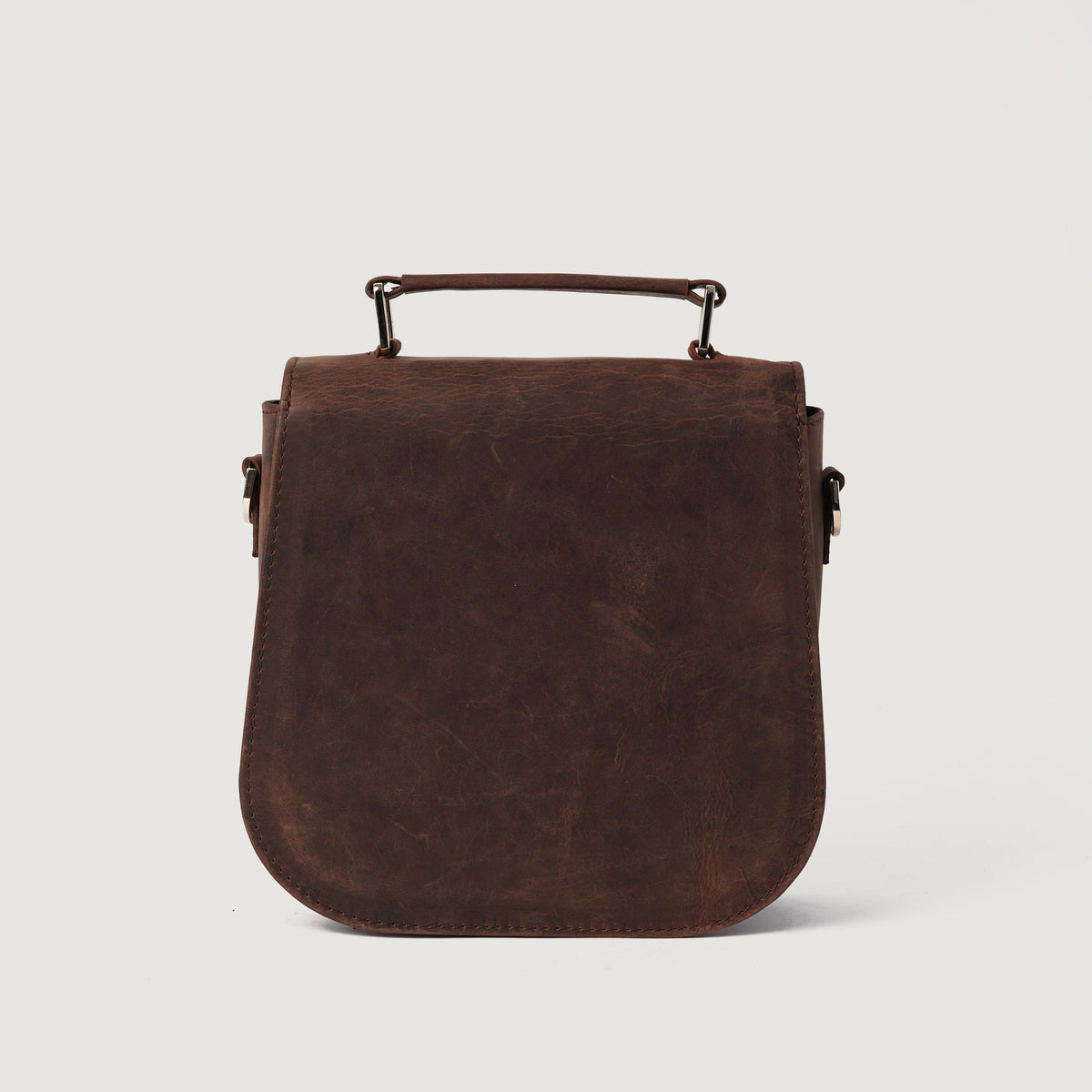 The Sandra Vintage Distressed Brown Leather Saddle Bag