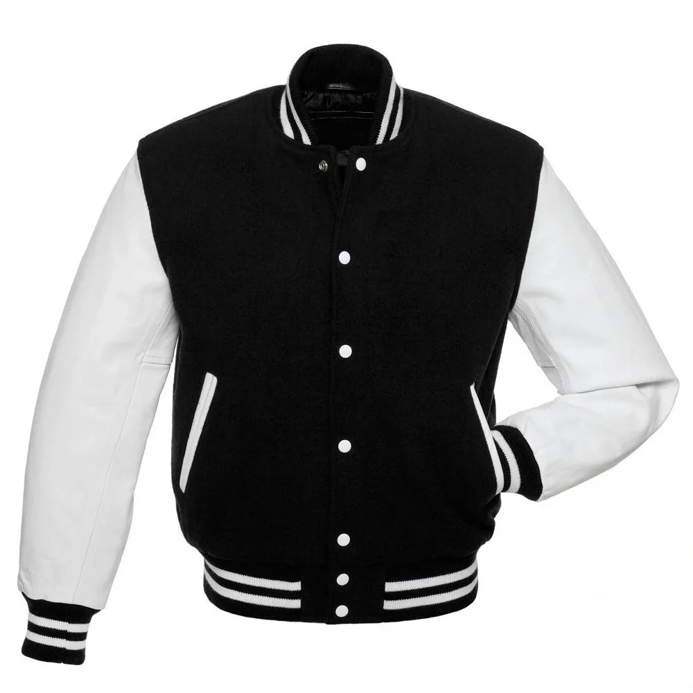 The American black and white varsity jacket
