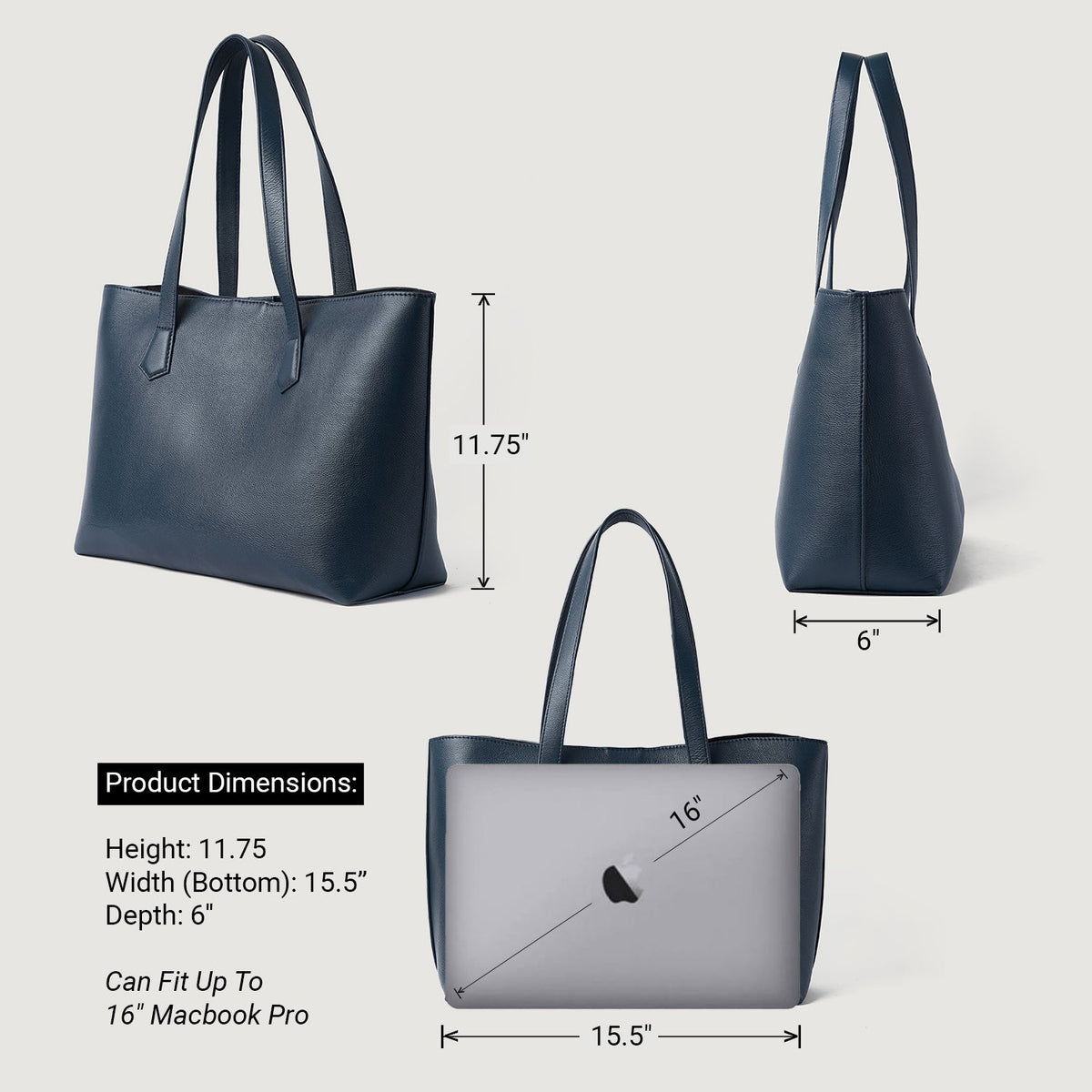 The Bianca Blue Leather Tote Bag