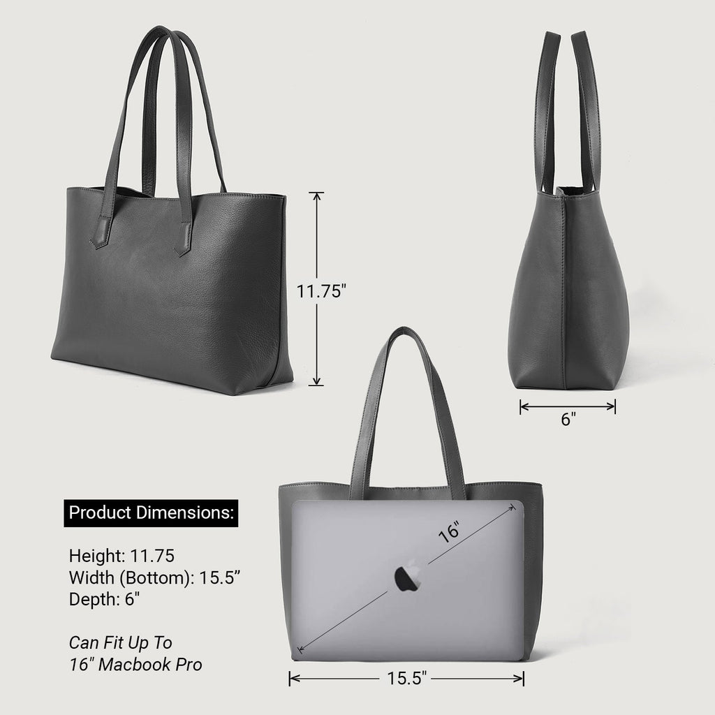 The Bianca Grey Leather Tote Bag