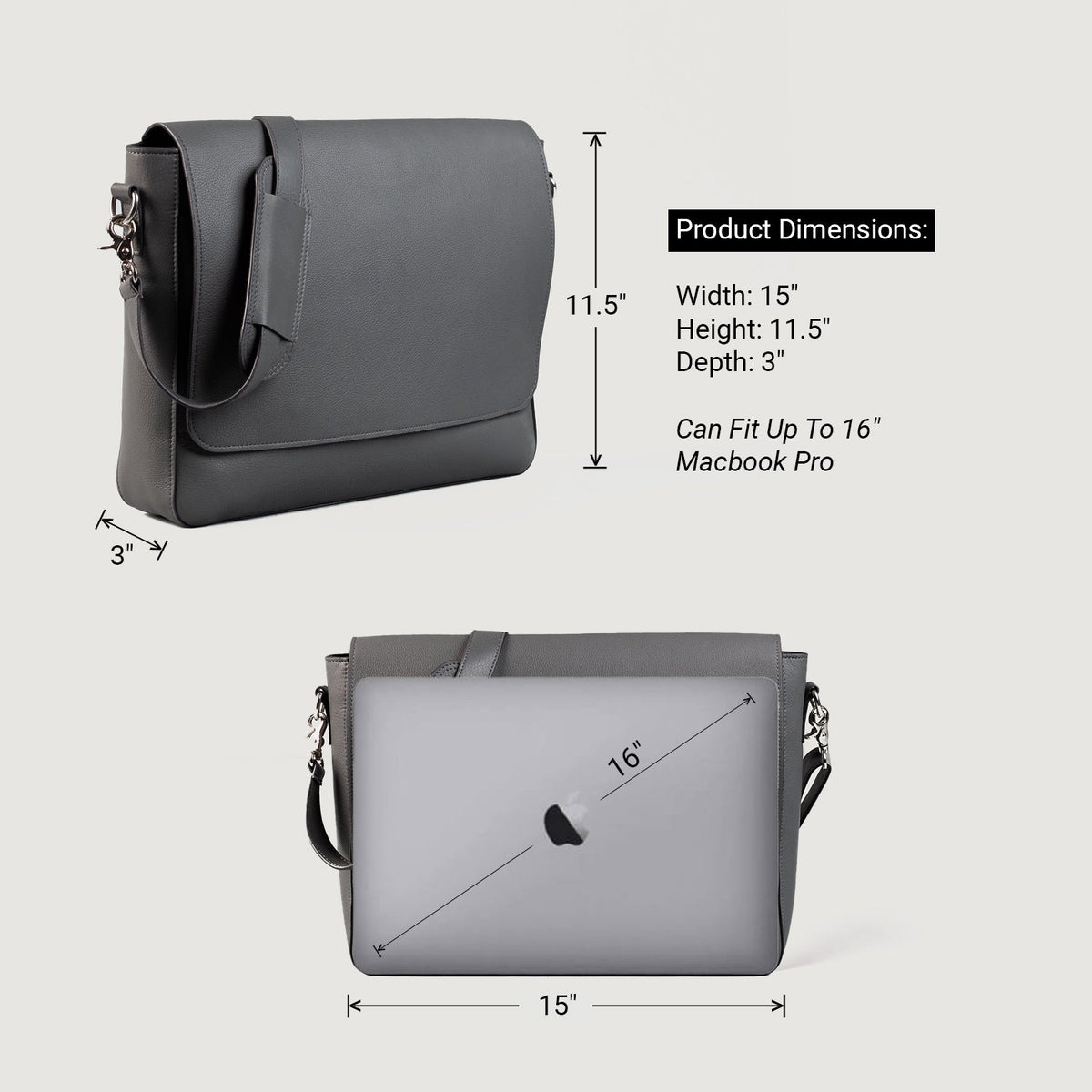 The Carismatico Grey Leather Messenger Bag