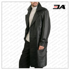 Augusta Black Leather Trench Coat Mens