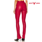 Women Skinny Leather Party Pants in Red