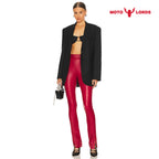 Plus Size Women Skinny Leather Party Pants in Red