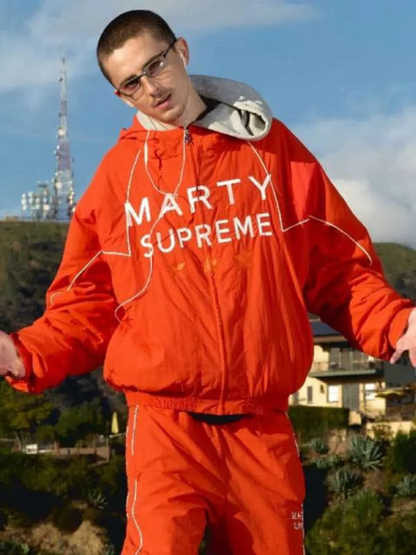 Timothee Chalamet Marty Supreme Orange Jacket