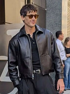 Tom Blyth Good Morning America 2026 Black Leather Jacket