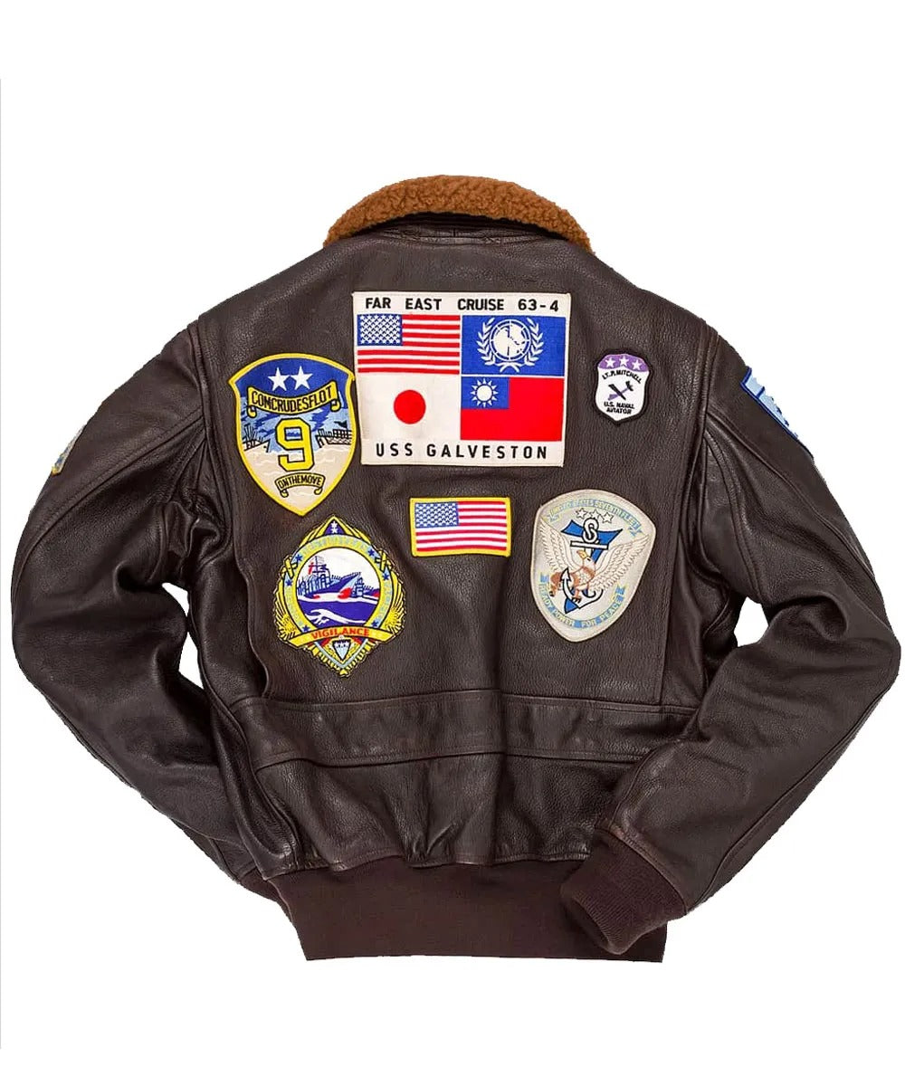 Top Gun Tom Cruise Bomber Leather Jacket with Removable Fur - Iconic Aviator Style