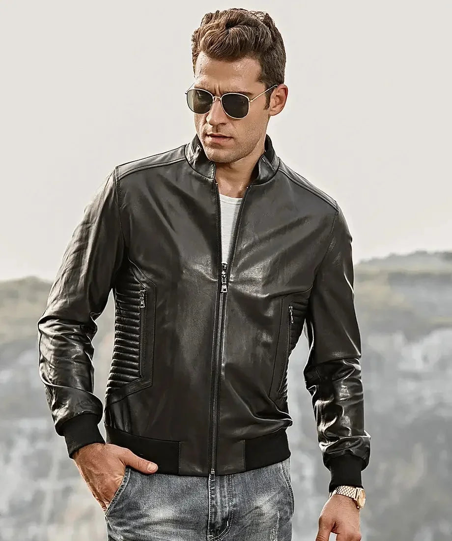 FLAVOR Men's Real Leather Lambskin Jacket
