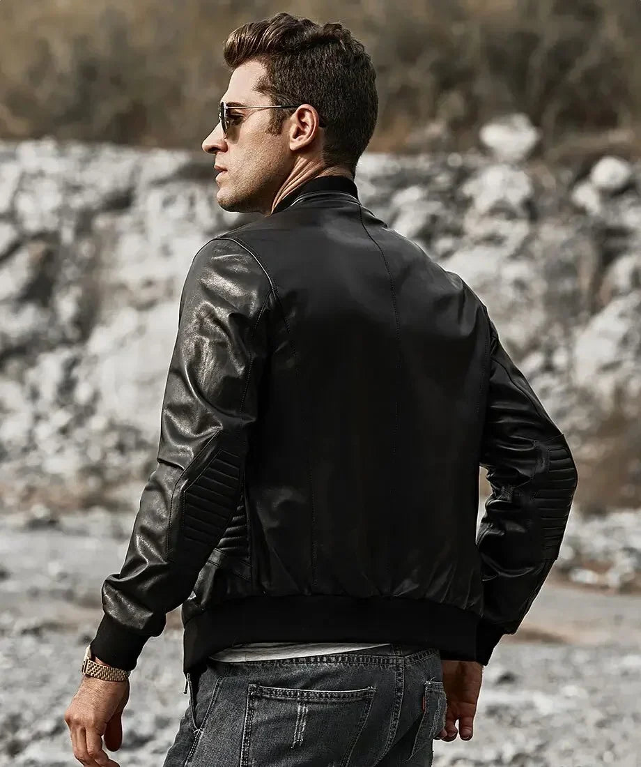 FLAVOR Men's Real Leather Lambskin Jacket