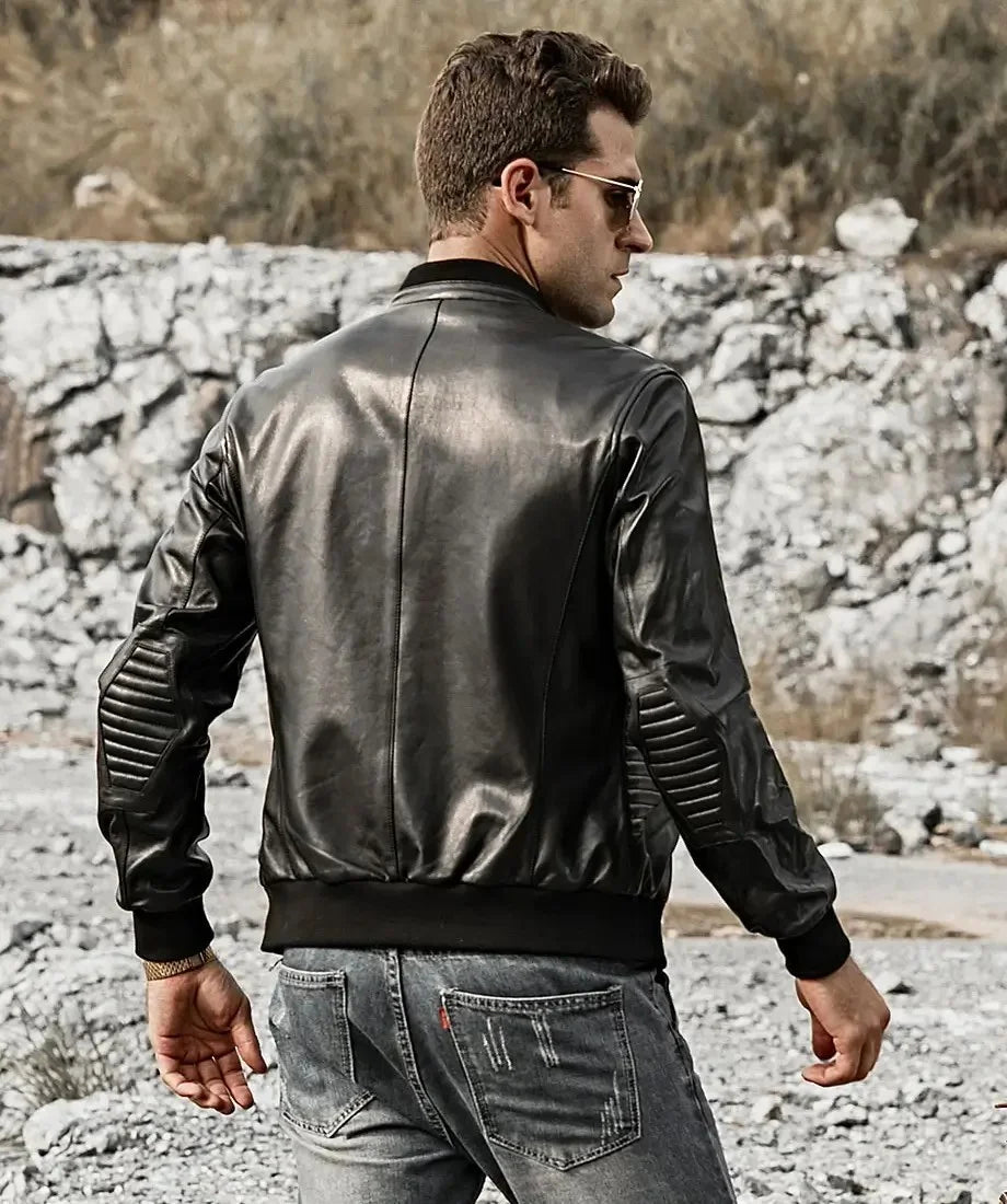 FLAVOR Men's Real Leather Lambskin Jacket