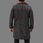 Turlock Dark Brown Shearling Leather Trench Coat Men's