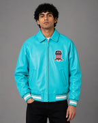Turquoise Bomber Avirex Icon Leather Jacket for Men