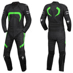 2 PC MEN GREEN AND BLACK MOTORCYCLE LEATHER RACING SUIT