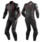 MEN RED AND BLACK MOTORCYCLE LEATHER RACING SUIT