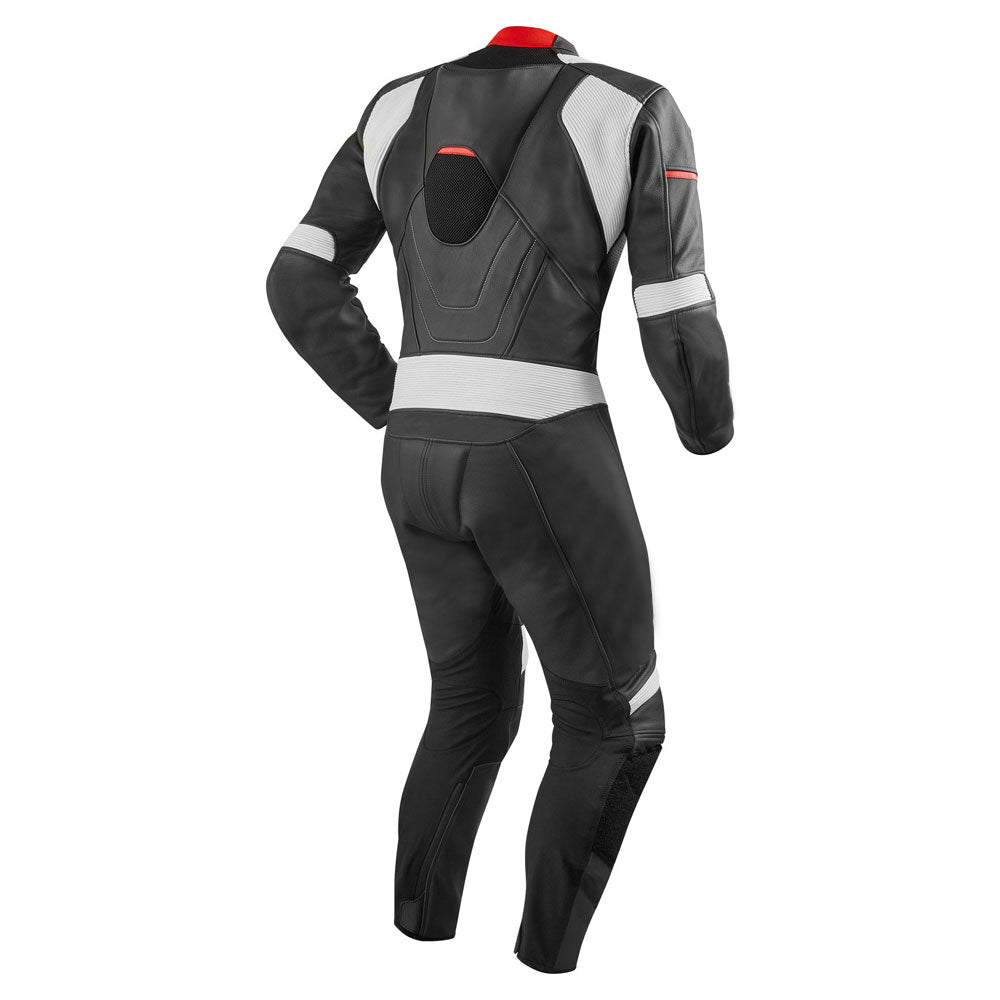 MEN BLACK AND WHITE MOTORCYCLE LEATHER RACING SUIT