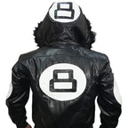 Unisex Black Varsity Style Leather Bomber 8 Ball Jacket