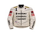 SUZUKI YOSHIMURA WHITE MOTORCYCLE LEATHER RACING JACKET