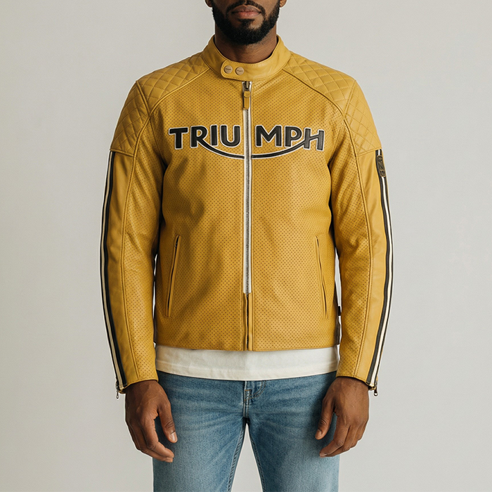 Triumph Braddan Air Race Leather Motorcycle Jacket