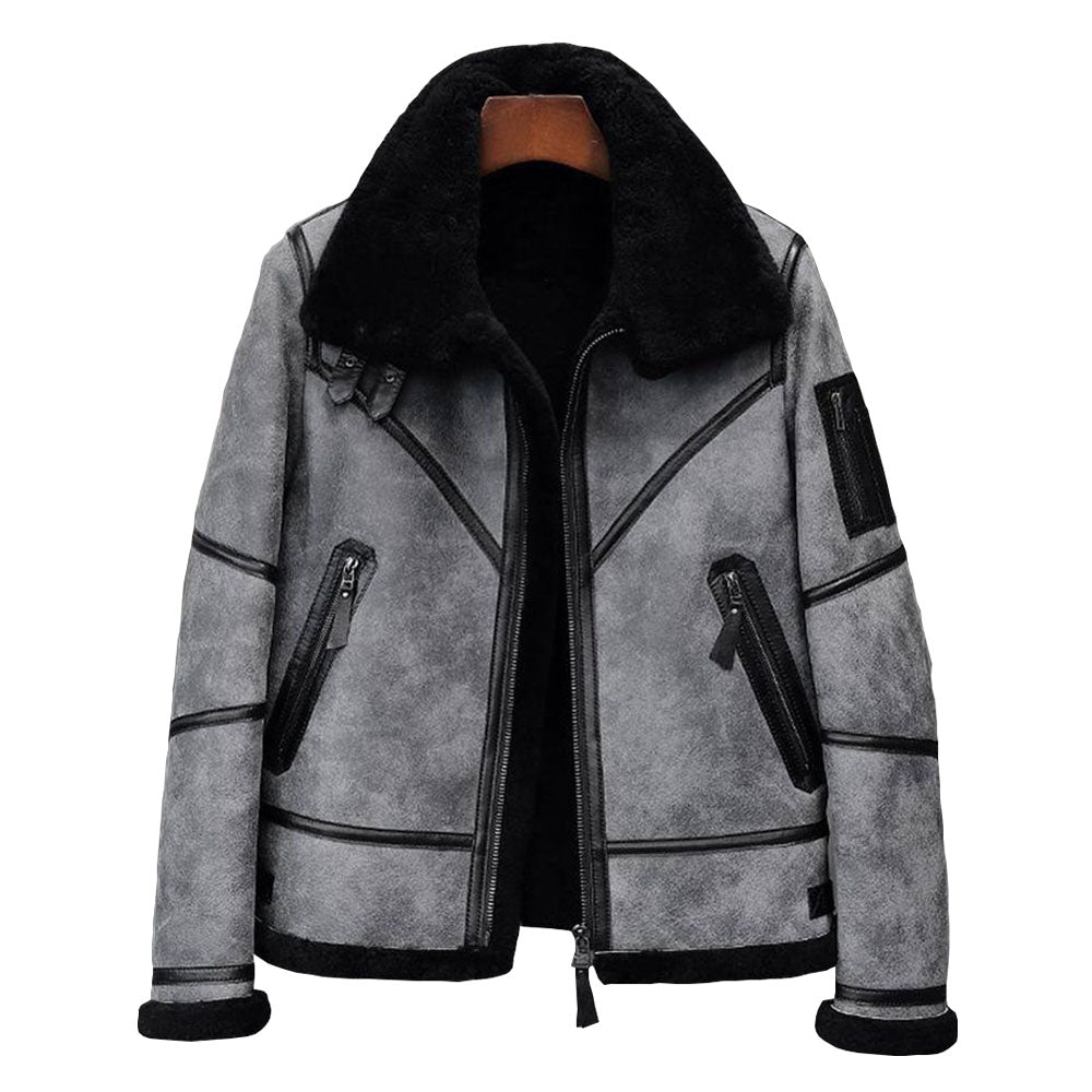 Mens Aviator B3 Bomber Coat Flying RAF Sheepskin Airforce Leather Jacket