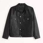 Black Men Trucker Plain Leather Jacket