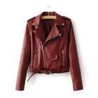 Women's Burgundy Red Sheepskin Leather Biker Jacket