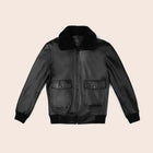 Black Bomber Men's Flight F-1 Leather Jacket