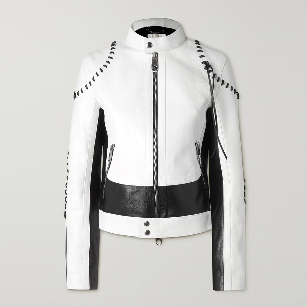Women Sheepskin Motorcycle Biker Leather Jacket