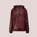 Red Hooded Women Bomber Lambskin Leather Jacket