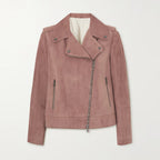 Women Pink Suede Motorcycle Leather Biker Jacket