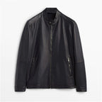 Men Plane Biker Black Leather Jacket