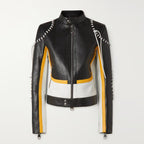 Women Black Sheepskin Motorcycle Riding Leather Biker Jacket