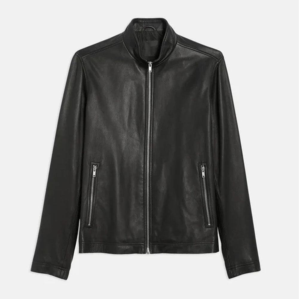 Men's Riding Motorcycle Lambskin Black Leather Jacket