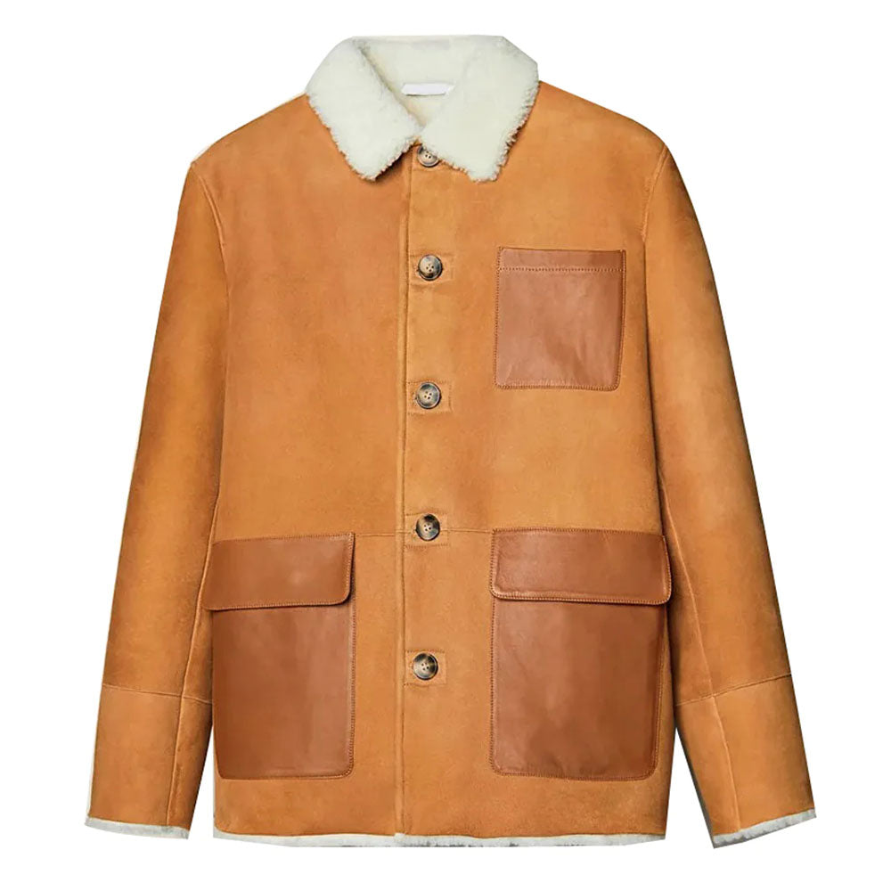Men Shearling Aviator Fur Sheepskin Flying RAF Brown Leather Jacket
