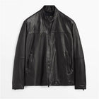 Men Sheepskin Biker Black Leather Jacket