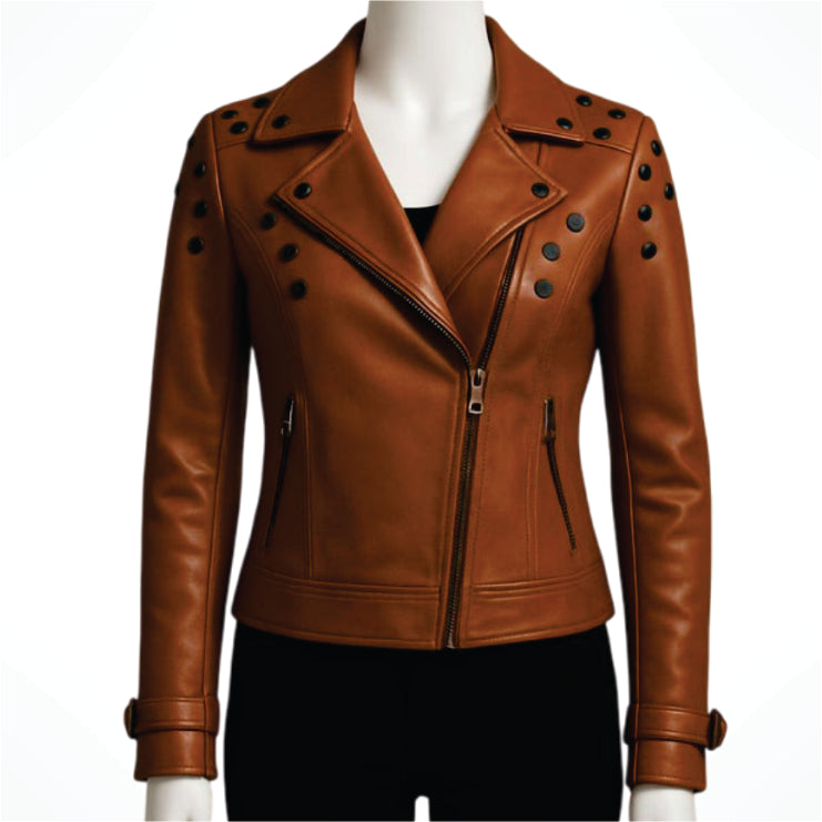 Avanzar Leather Studded Moto Biker Jacket