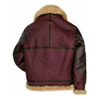Flying Fur Sheepskin Pilot Maroon Shearling Leather Jacket